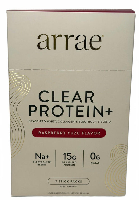 Arrae Clear Protein+ Raspberry Yuzu grass fed whey and collagen drink mix