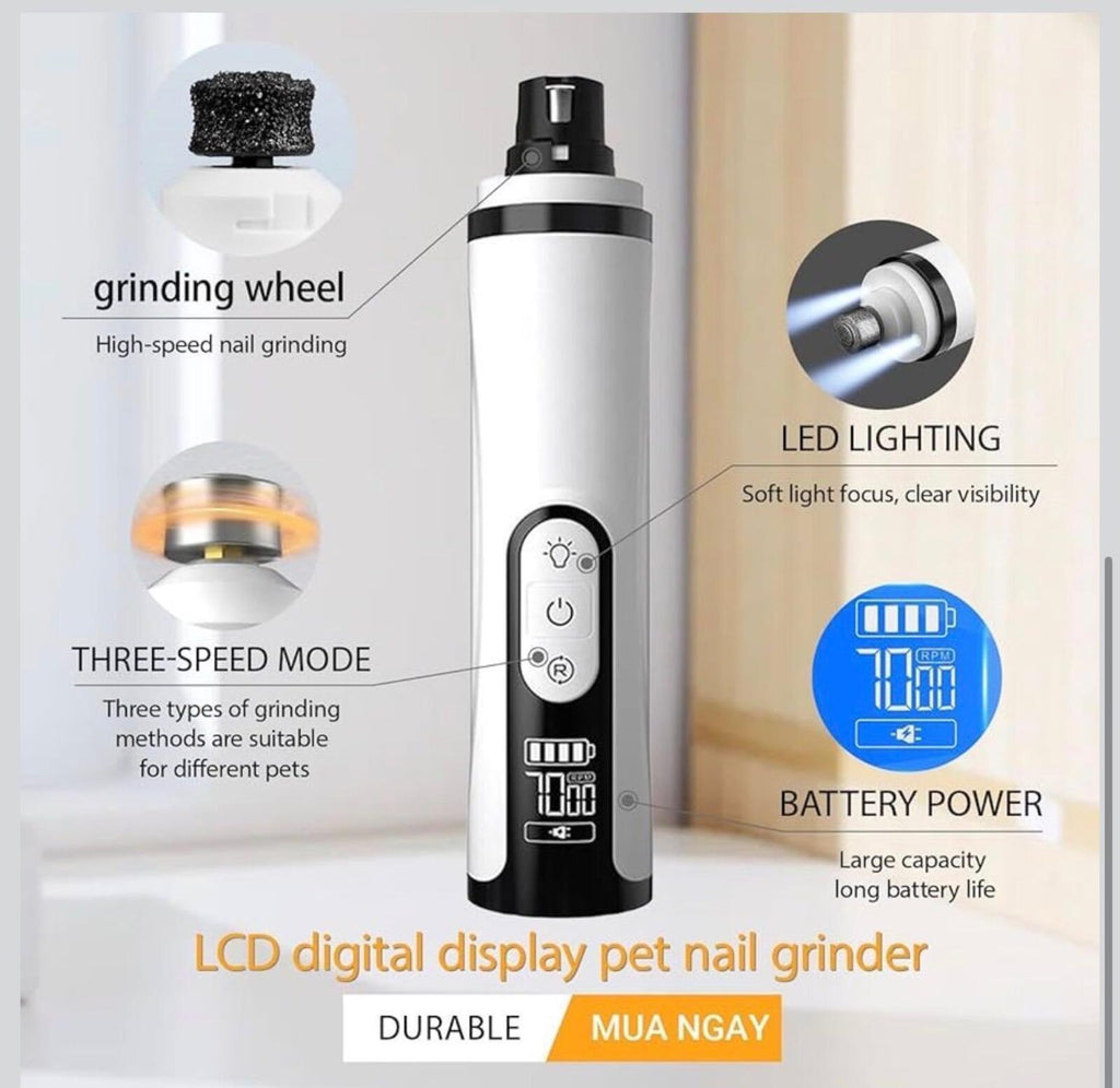 Silent Pet Nail Grinder USB Rechargeable Low Noise Trimmer