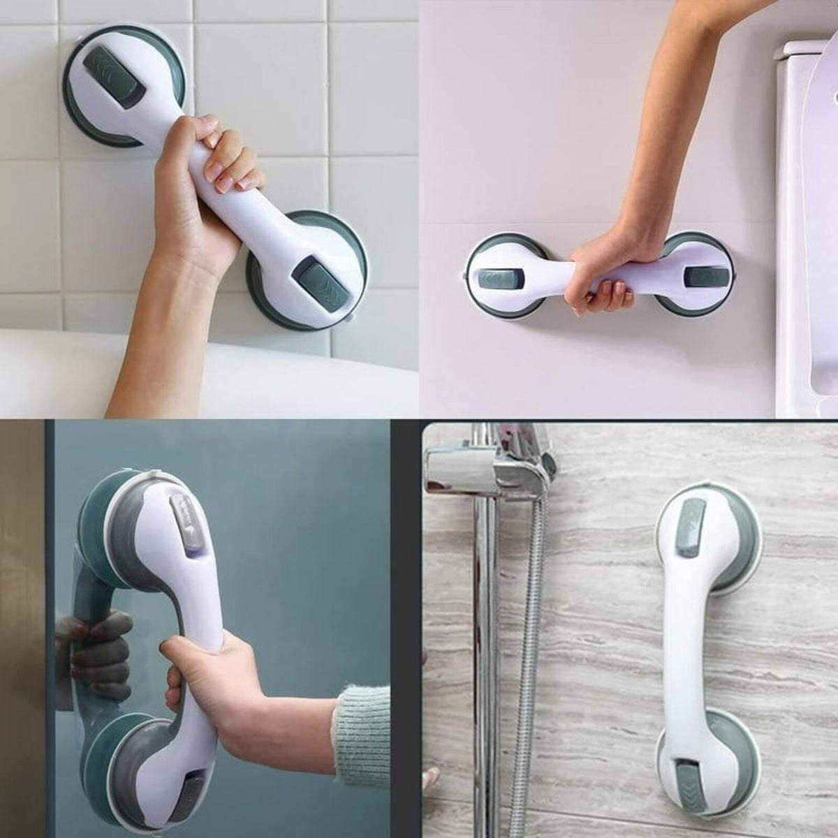 12" Suction Grab Bar 2 Pack No Drill Shower Safety Handle Black