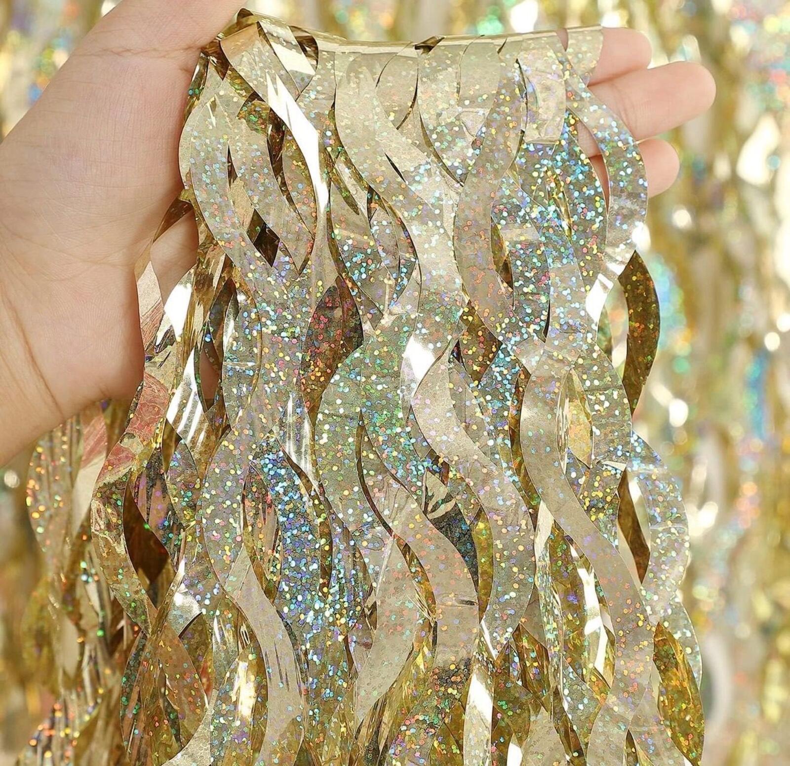 Shimmering Wavy Tinsel Backdrop