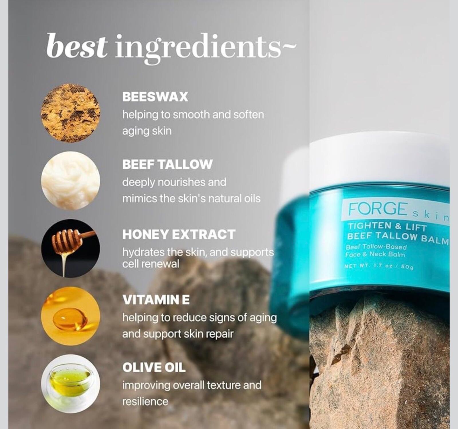 Forge Tallow Balm Grass-Fed Beef Tallow Natural Skin Moisturizer