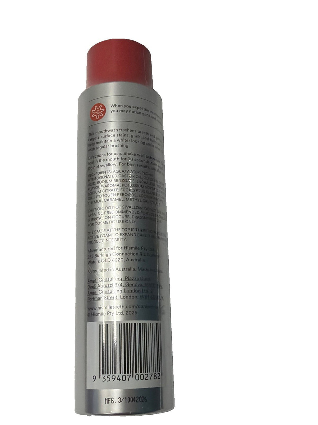 Hismile iD Stain Whitening Mouthwash Silver/Red 8 fl oz