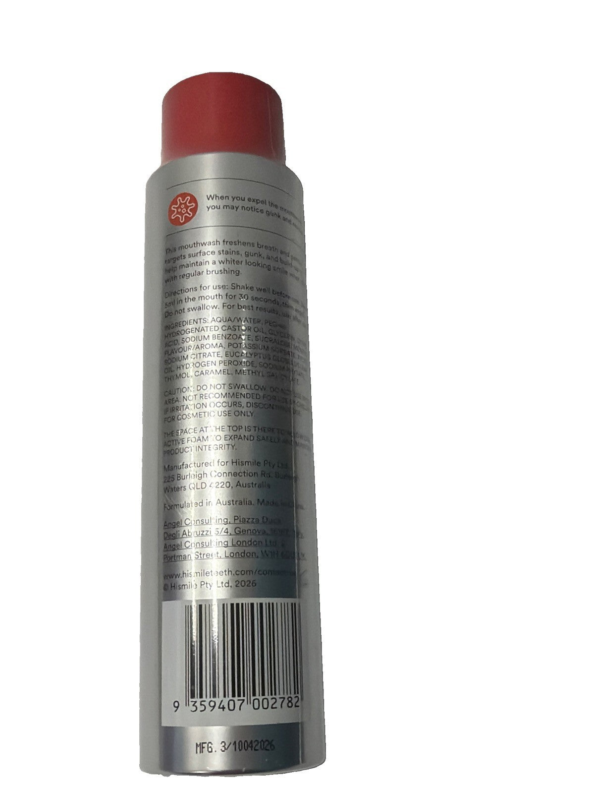Hismile iD Stain Whitening Mouthwash Silver/Red 8 fl oz