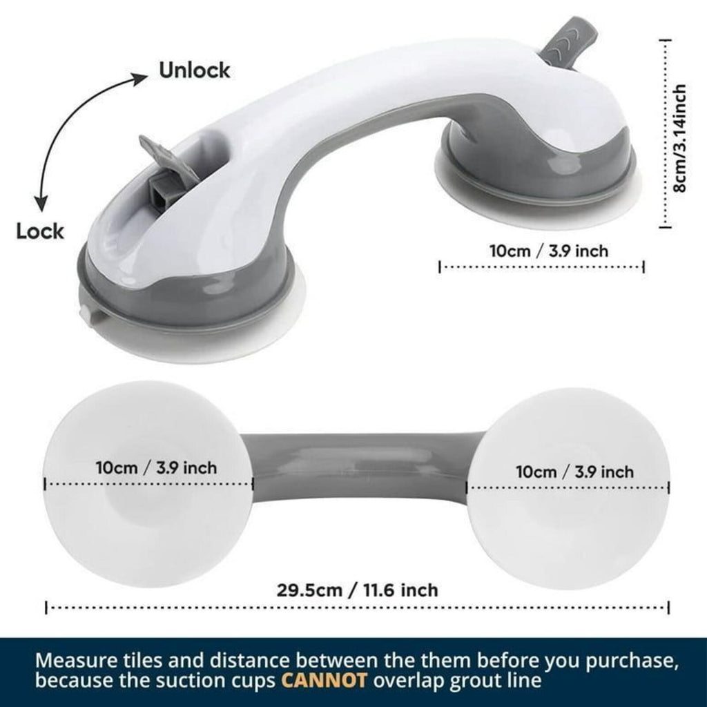 12 Inch Suction Grab Bar 2 Pack No Drill Shower Safety Handle Non Slip Grip