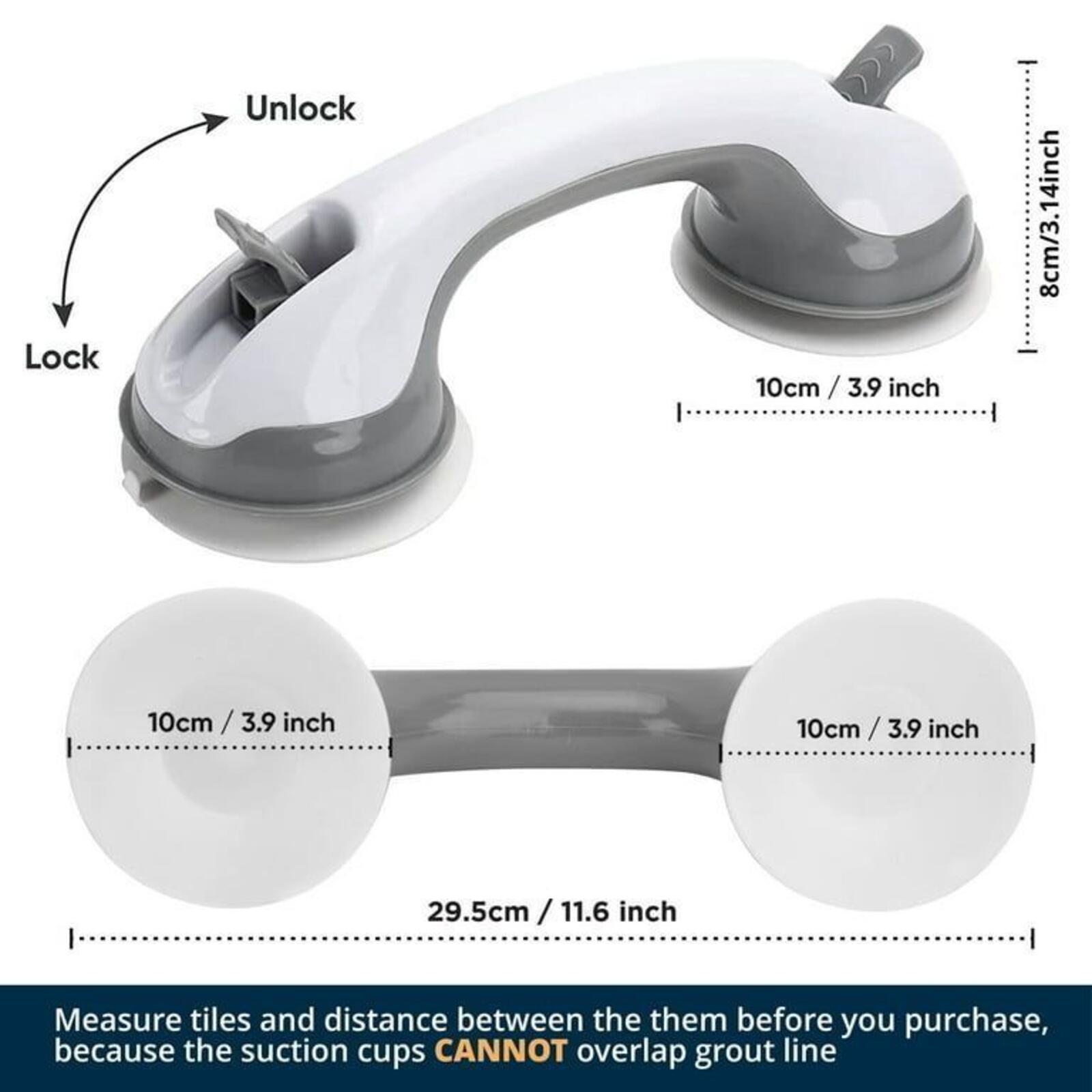 12 Inch Suction Grab Bar 2 Pack No Drill Shower Safety Handle Non Slip Grip