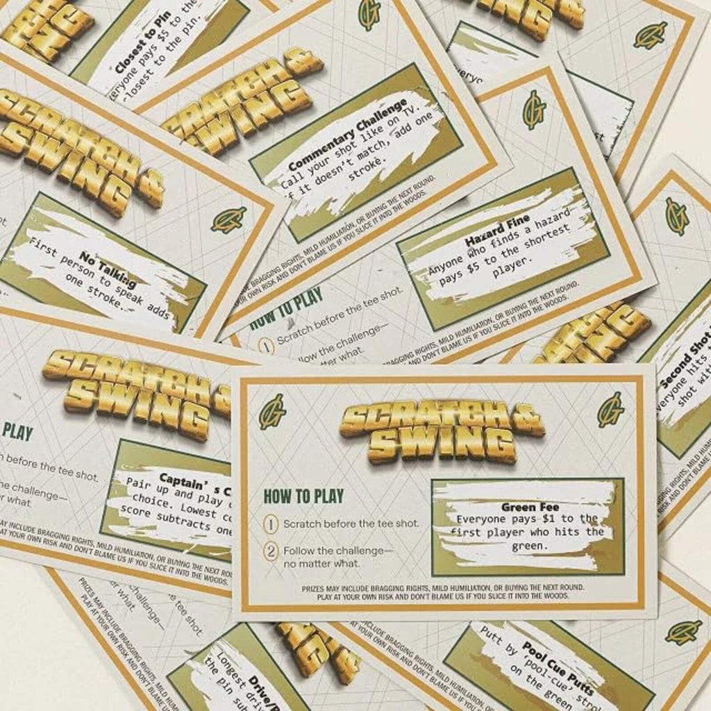 Scratch & Swing Golf Game | 18 Challenge Cards, Fits Bag, No App, Gift