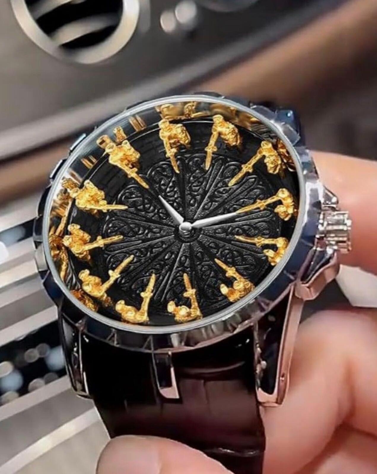 Black Gold Statement Watch | Bold Dial | Everyday Flex Piece