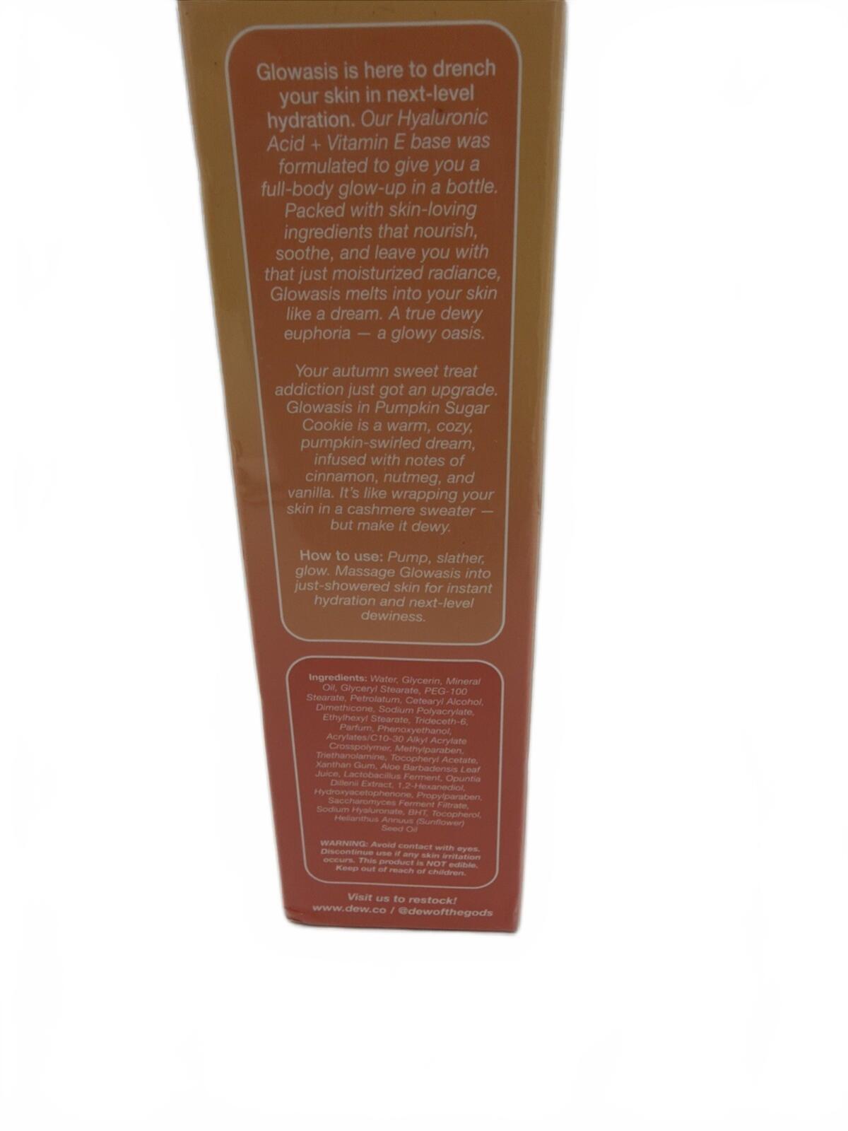 Dew of the Gods Glowasis Body Lotion Pumpkin Sugar Cookie 100ml 3.38oz New