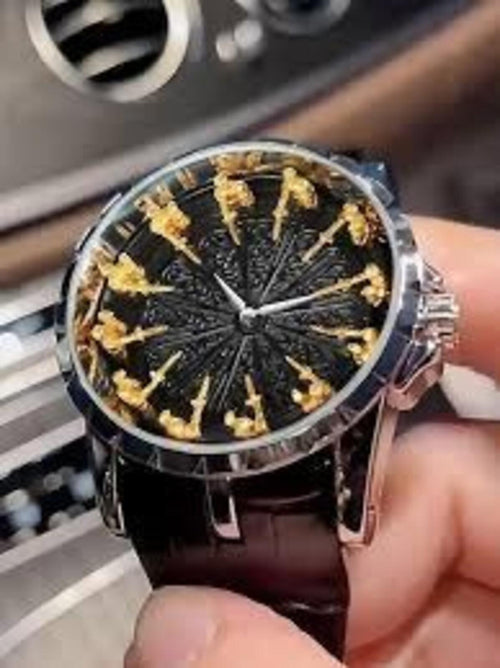 Black Gold Statement Watch | Bold Dial | Everyday Flex Piece