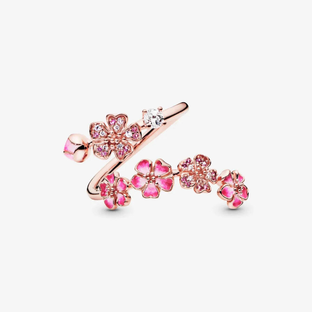 Pandora Floral Ring | Rose Gold Sparkle | Feminine, Elegant Statement Sz US7/N