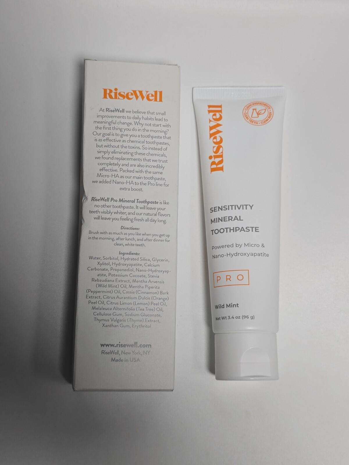 RiseWell PRO Sensitivity Mineral Toothpaste Wild Mint 3.4 oz Nano Hydroxyapatite