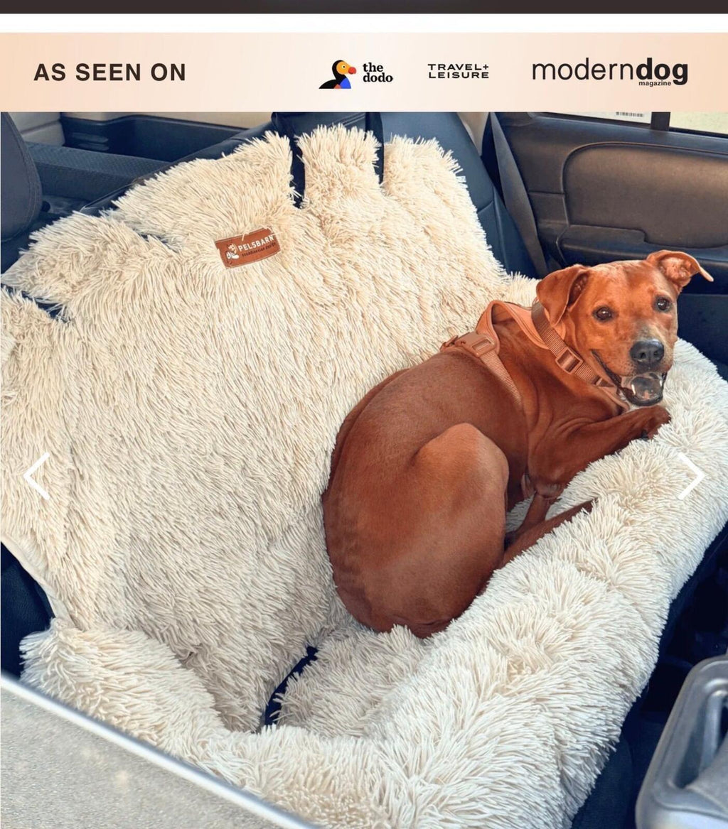 Pelsbarn XL Plush Dog Car Seat — Beige
