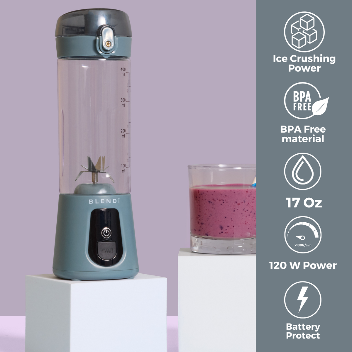 BLENDi Pro+ Ice Crushing Portable Blender, 17 oz
