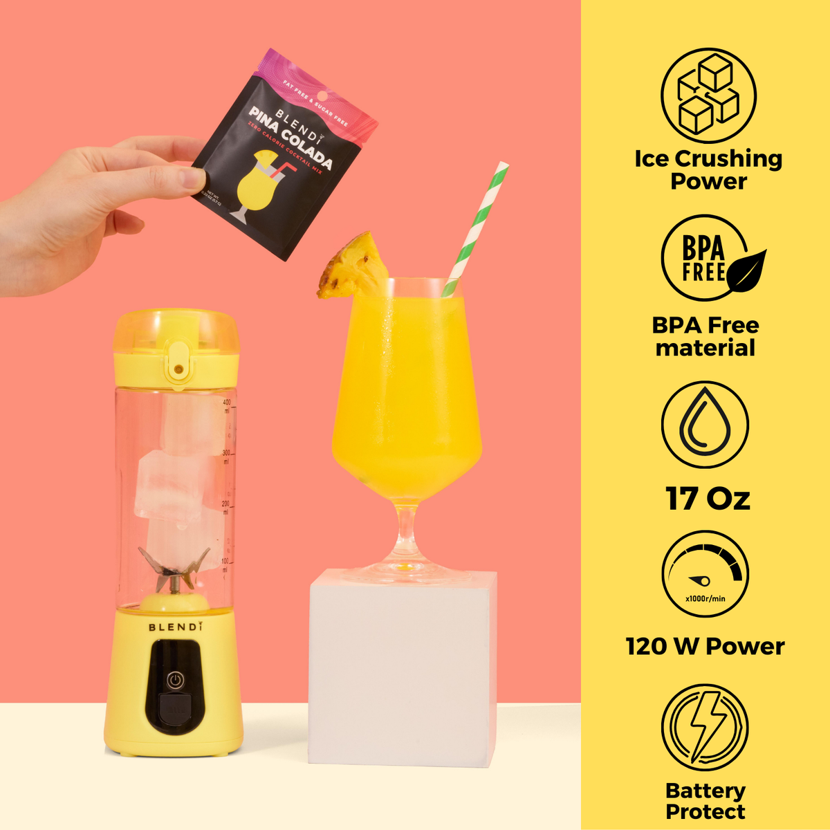BLENDi Pro+ Ice Crushing Portable Blender, 17 oz