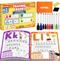 Kids Trace & Erase Learning Book — 62 Pg, Alphabet + Numbers + Shapes, Reusable