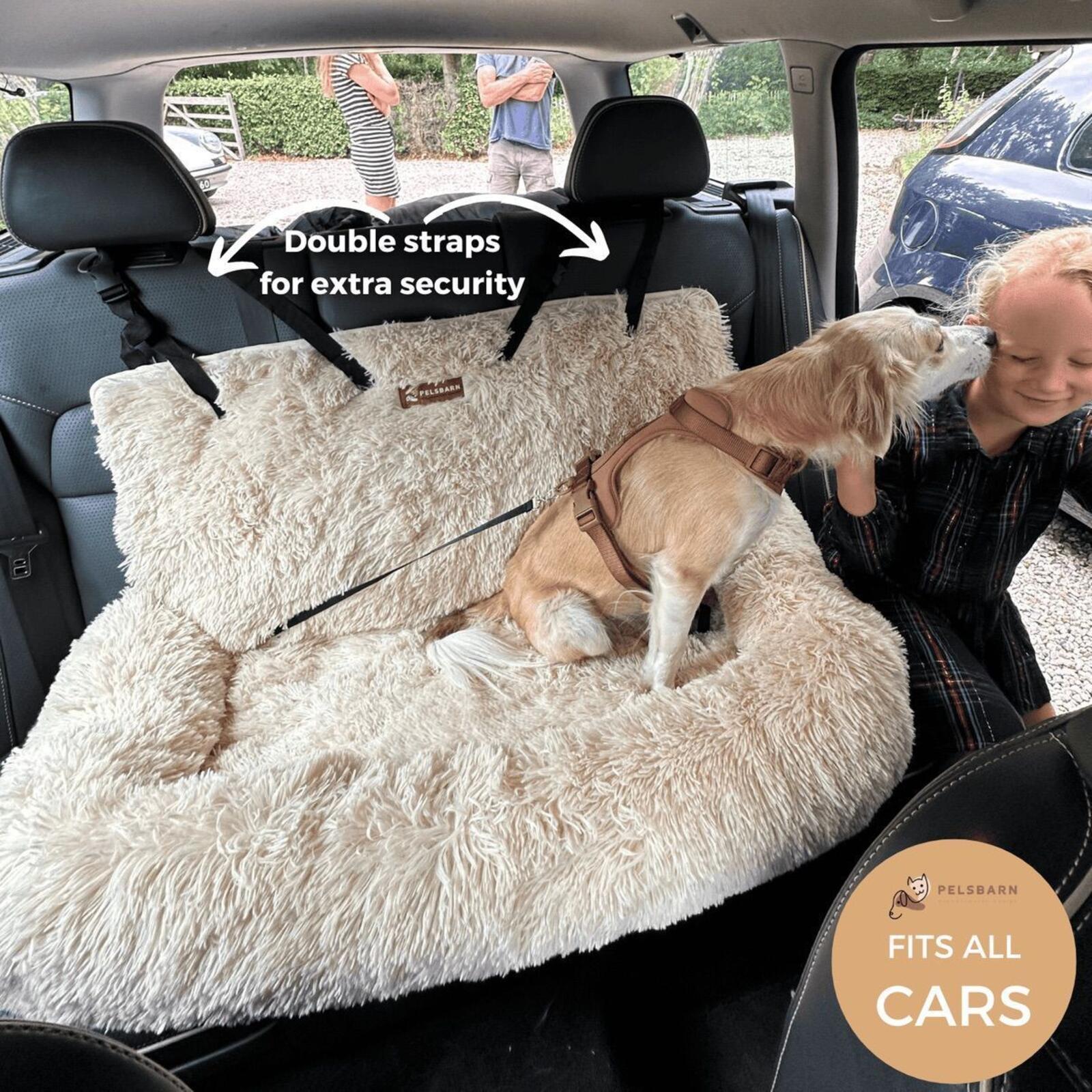 Pelsbarn XL Plush Dog Car Seat — Beige