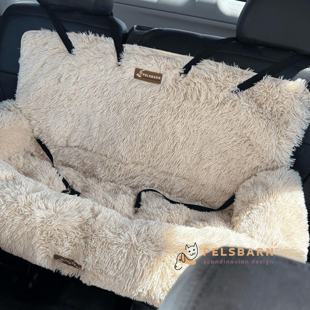Pelsbarn XL Plush Dog Car Seat — Beige