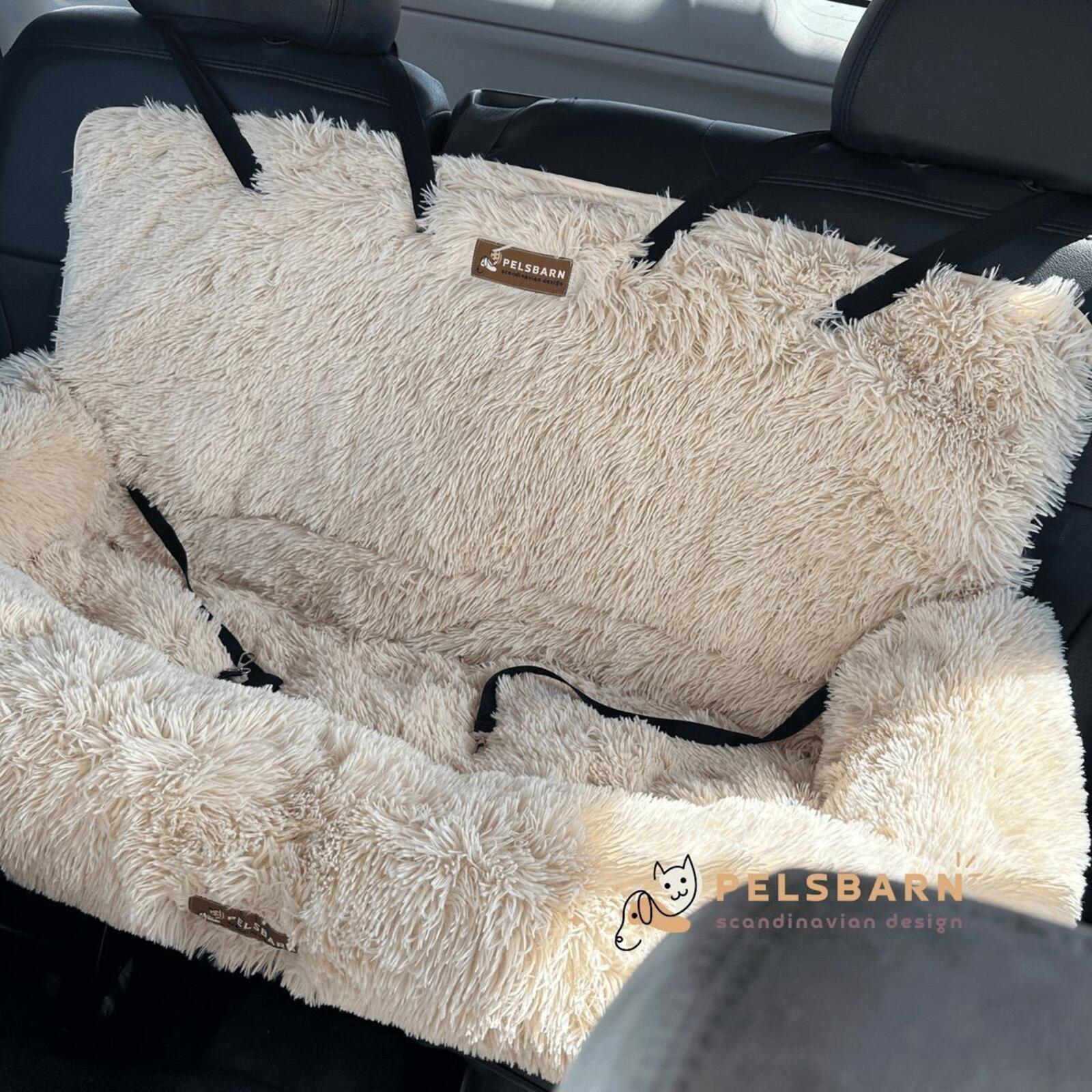 Pelsbarn XL Plush Dog Car Seat — Beige