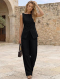Sleeveless Vest Suit Set (BLACK) Sz:SMALL