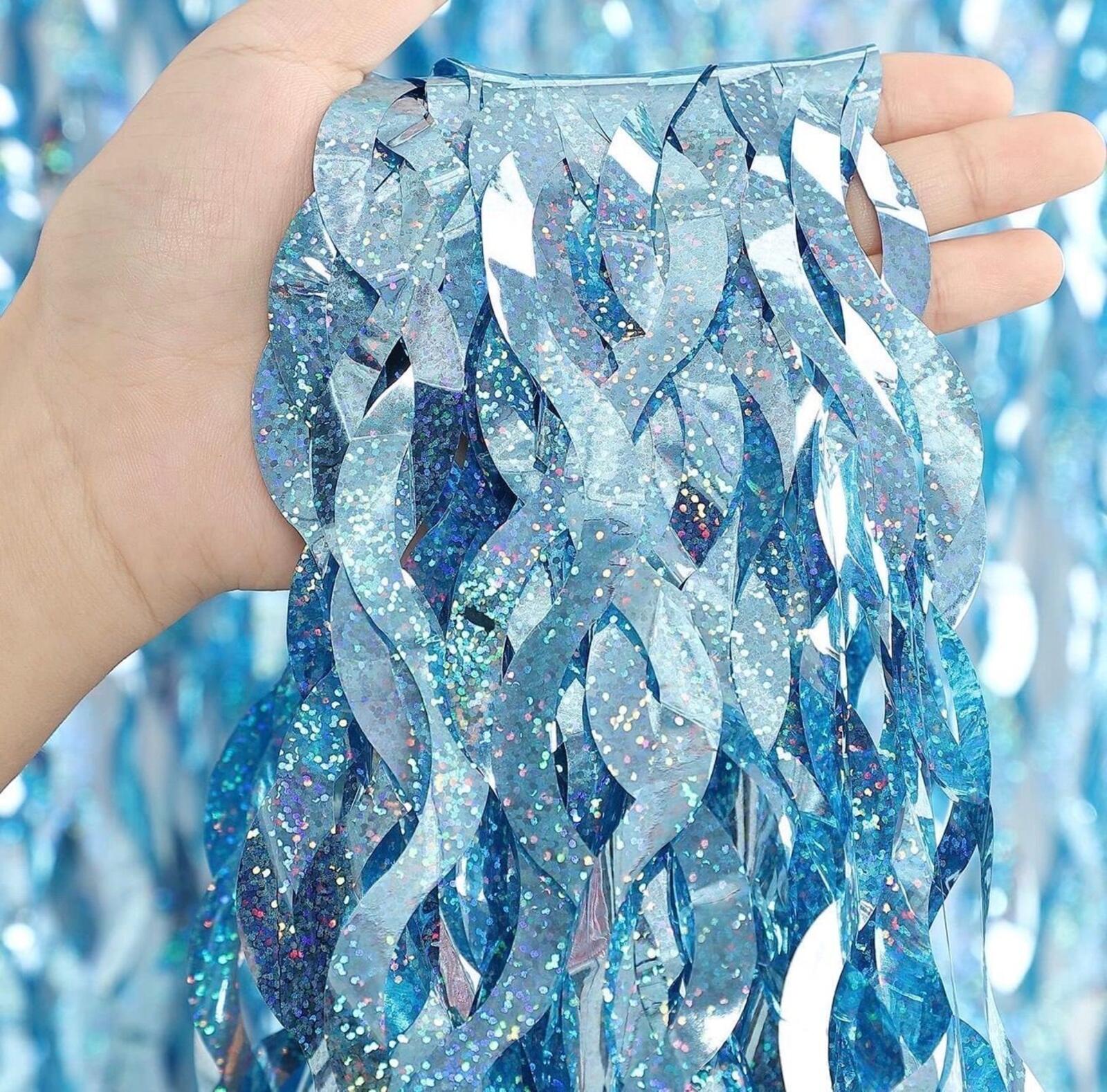 Shimmering Wavy Tinsel Backdrop