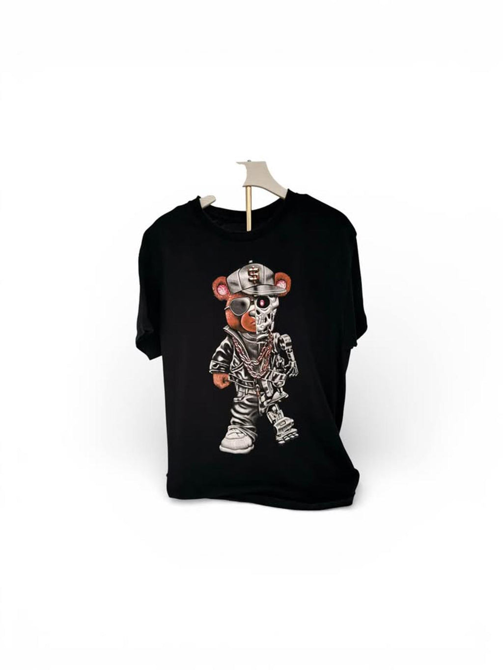 Preowned Streetwear Bear Cyborg Graphic Tee Black Size Medium
