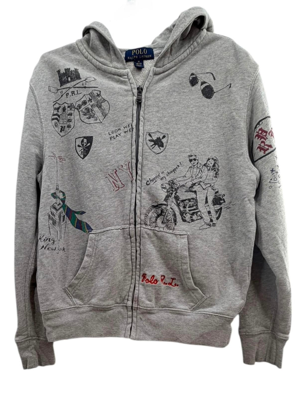 Polo Ralph Lauren Boys Graffiti Full-Zip Hoodie Gray Size M (10-12)