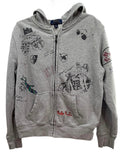 Polo Ralph Lauren Boys Graffiti Full-Zip Hoodie Gray Size M (10-12)