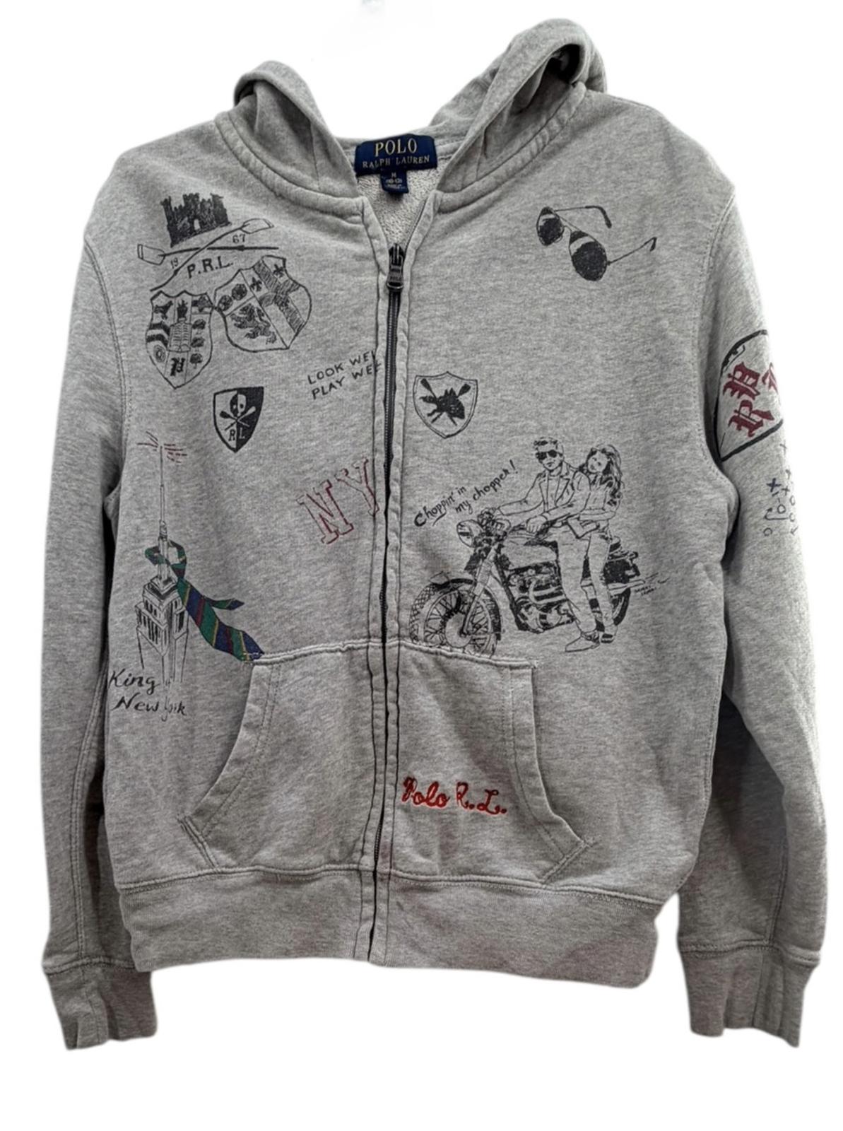 Polo Ralph Lauren Boys Graffiti Full-Zip Hoodie Gray Size M (10-12)