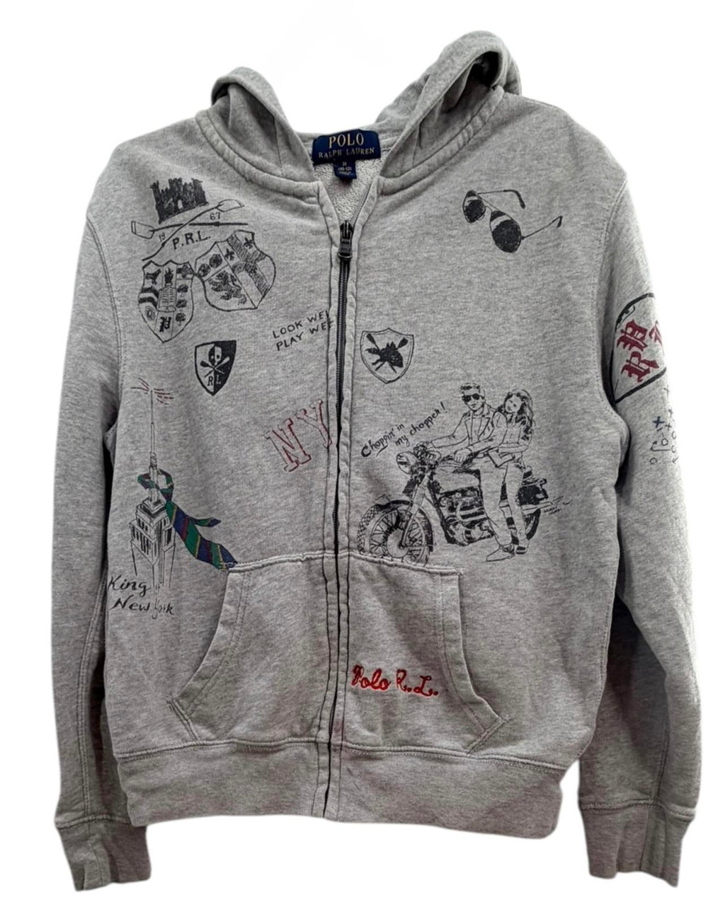 Polo Ralph Lauren Boys Graffiti Full-Zip Hoodie Gray Size M (10-12)