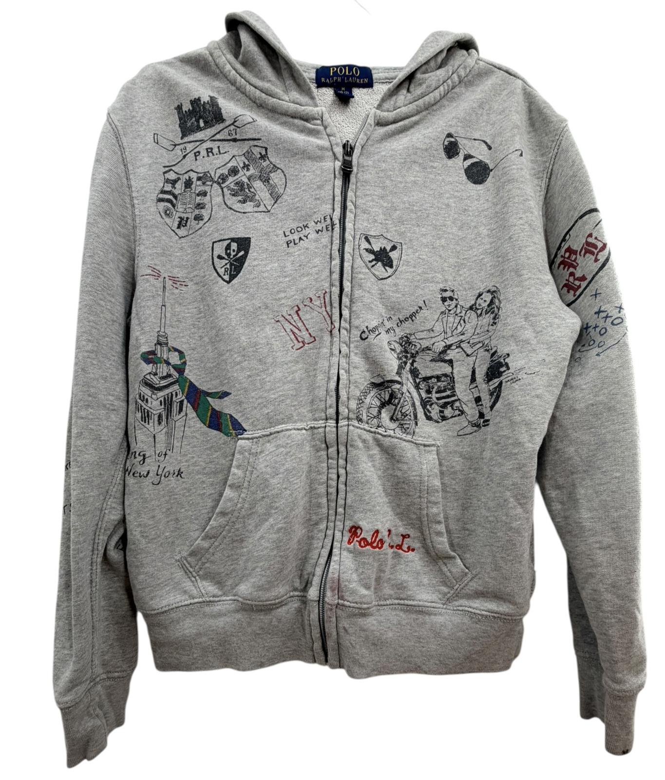 Polo Ralph Lauren Boys Graffiti Full-Zip Hoodie Gray Size M (10-12)