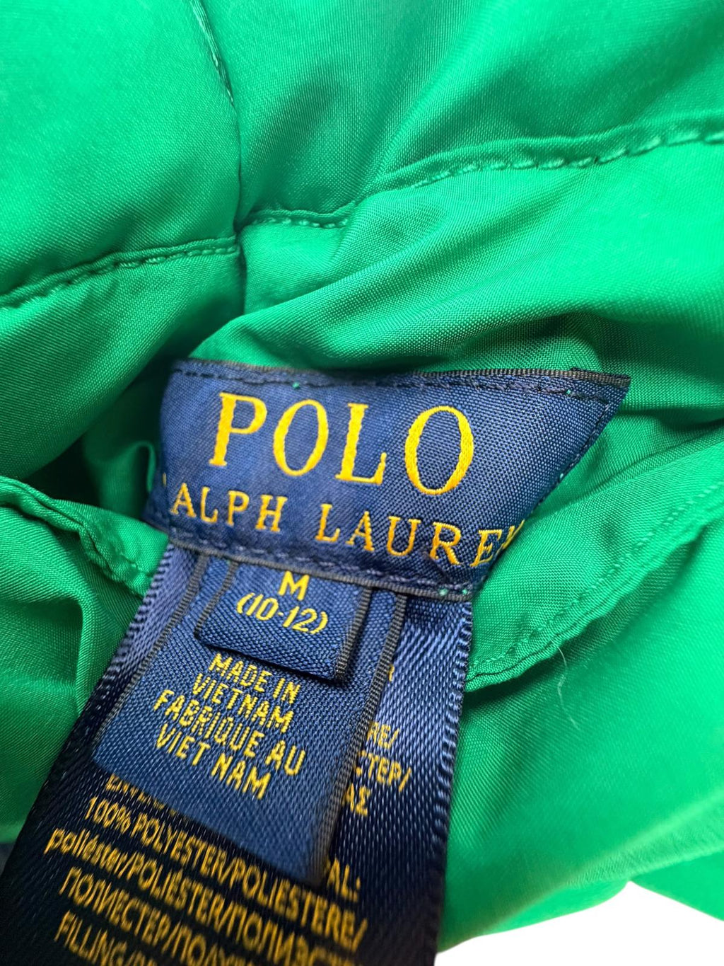 Polo Reversible Puffer Vest Navy Green Sz M;10-12