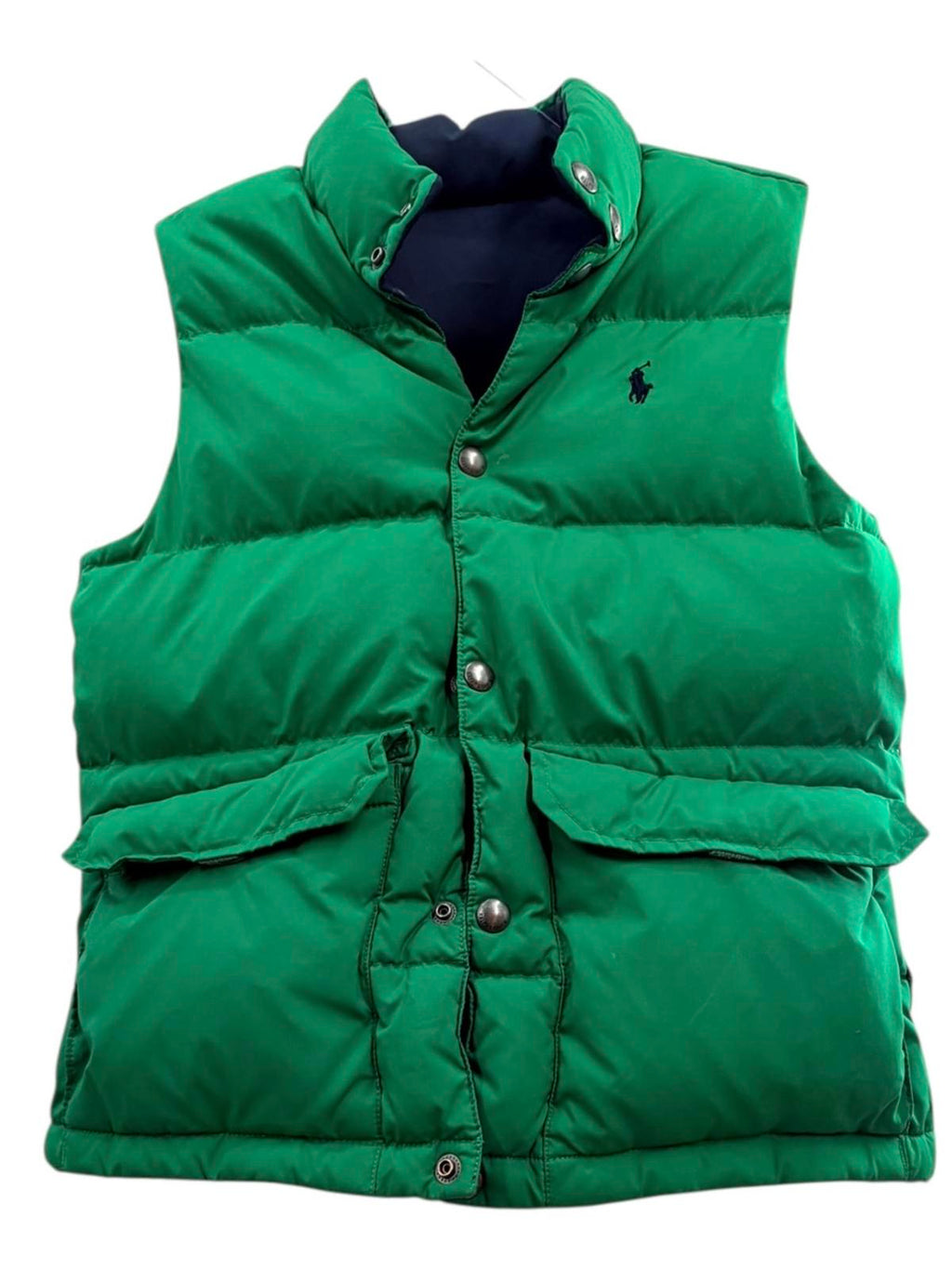 Polo Reversible Puffer Vest Navy Green Sz M;10-12