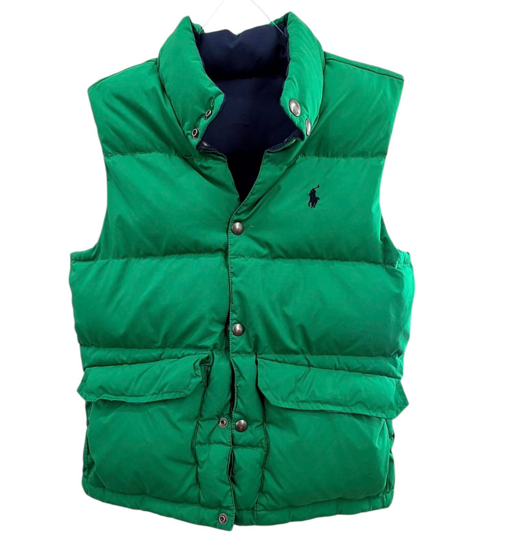 Polo Reversible Puffer Vest Navy Green Sz M;10-12