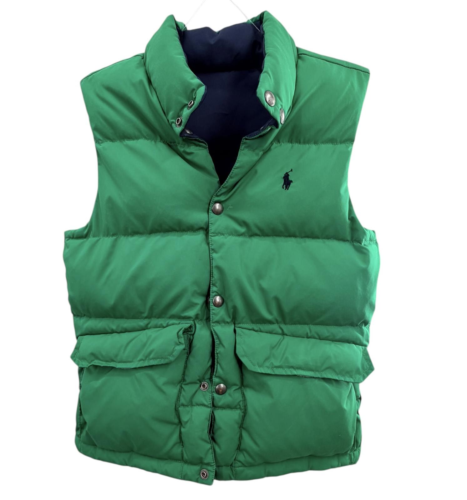 Polo Reversible Puffer Vest Navy Green Sz M;10-12