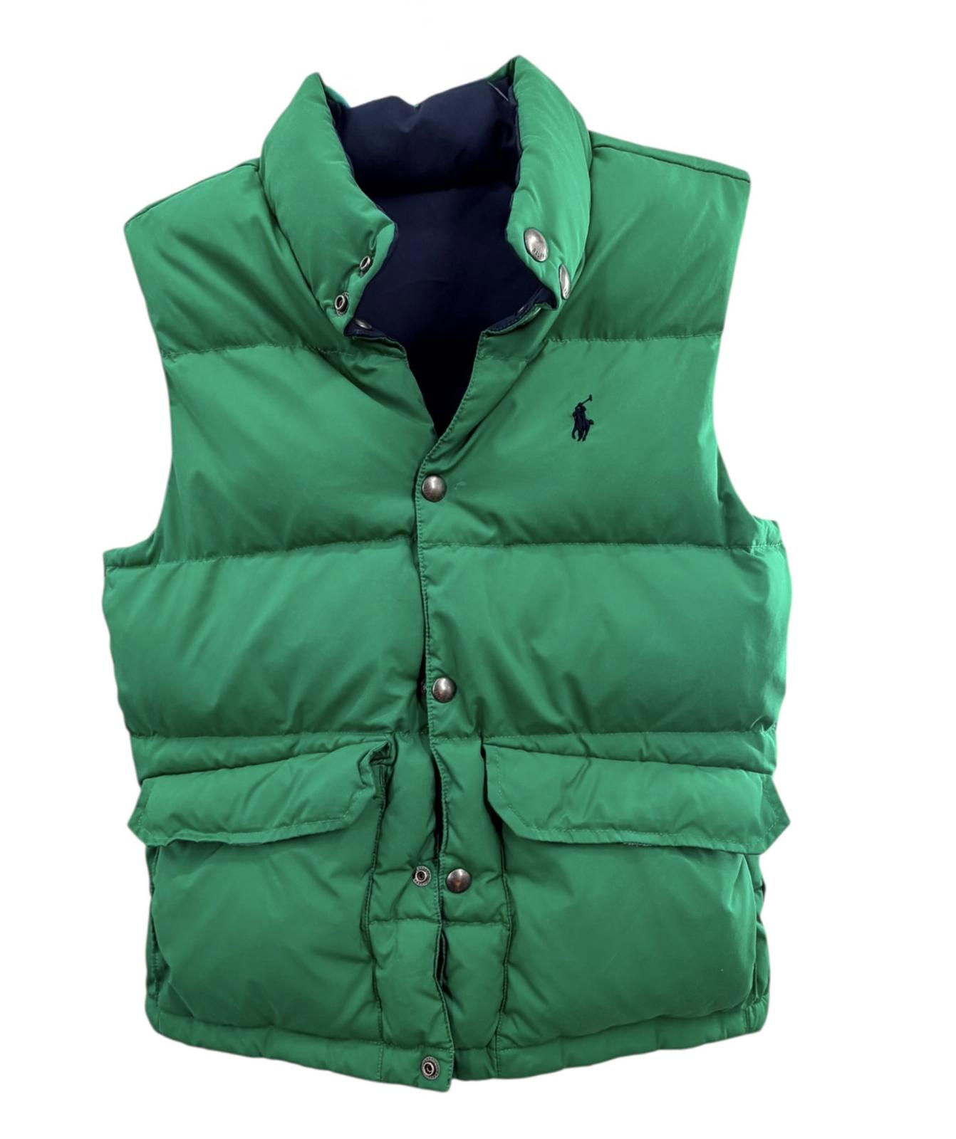 Polo Reversible Puffer Vest Navy Green Sz M;10-12