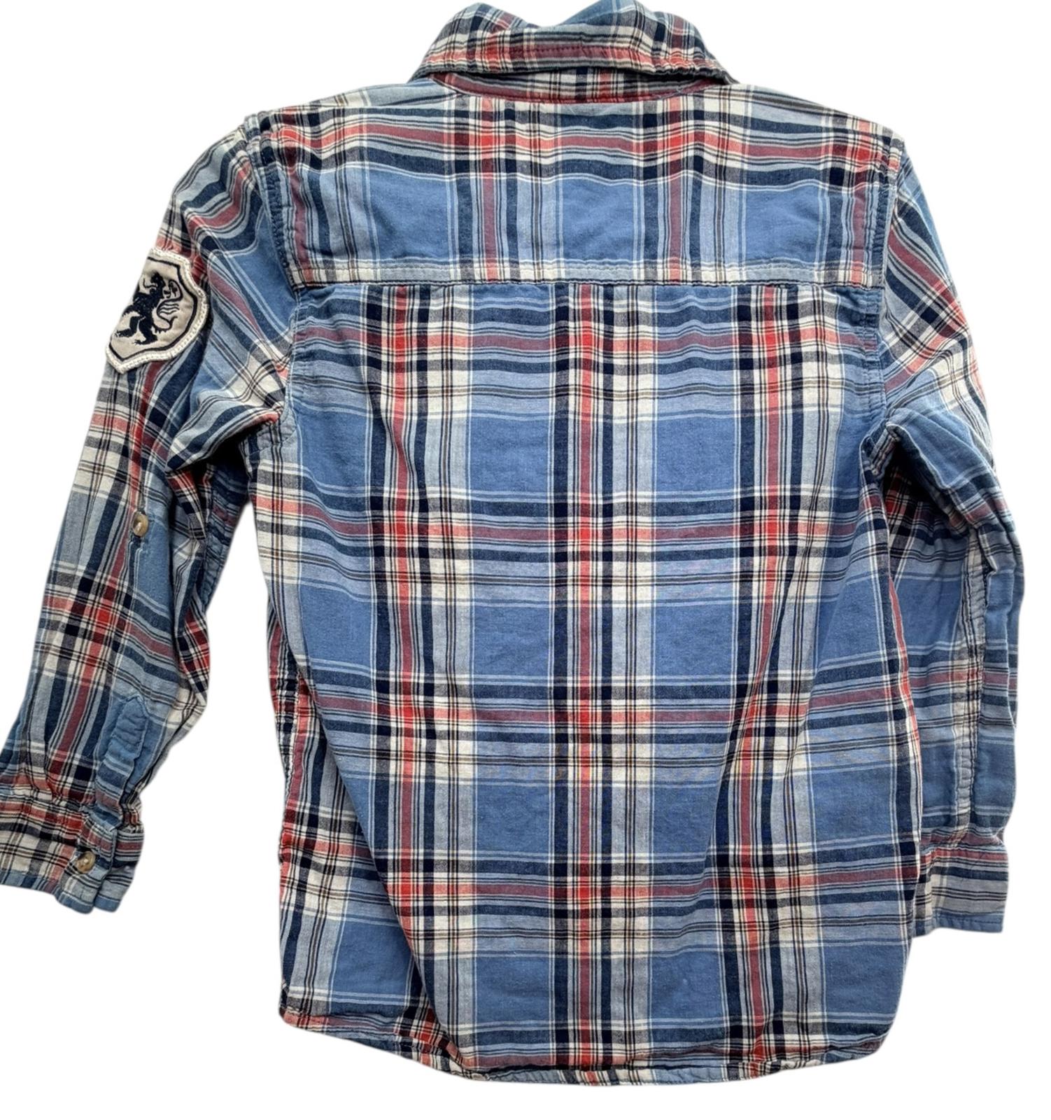 Joe Fresh Kids Blue Red Plaid Flannel Button Down Shirt Size S (6-7)