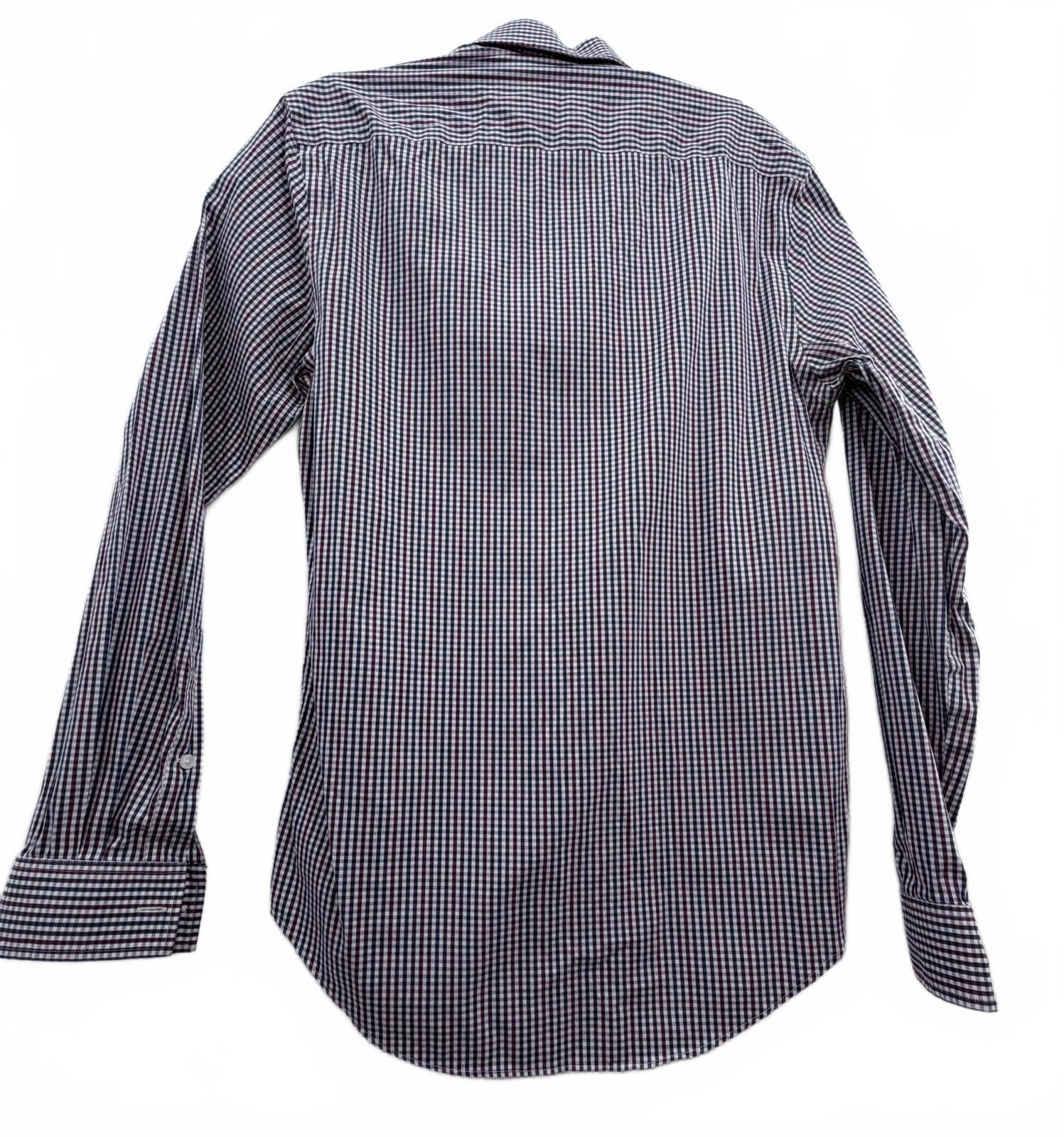 Michael Kors Mens Slim Fit Travel Stretch Gingham Shirt Burgundy