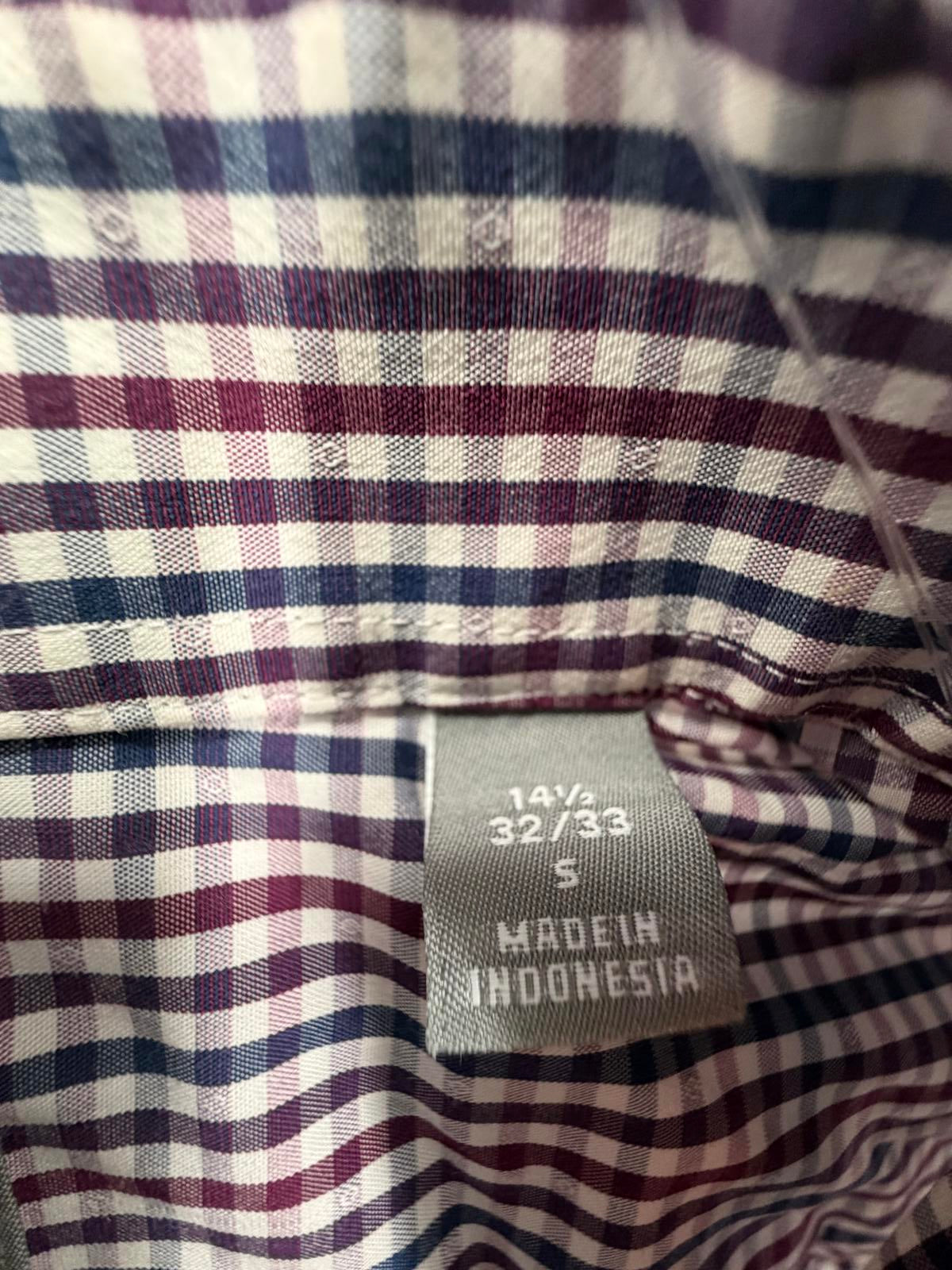Michael Kors Mens Slim Fit Travel Stretch Gingham Shirt Burgundy
