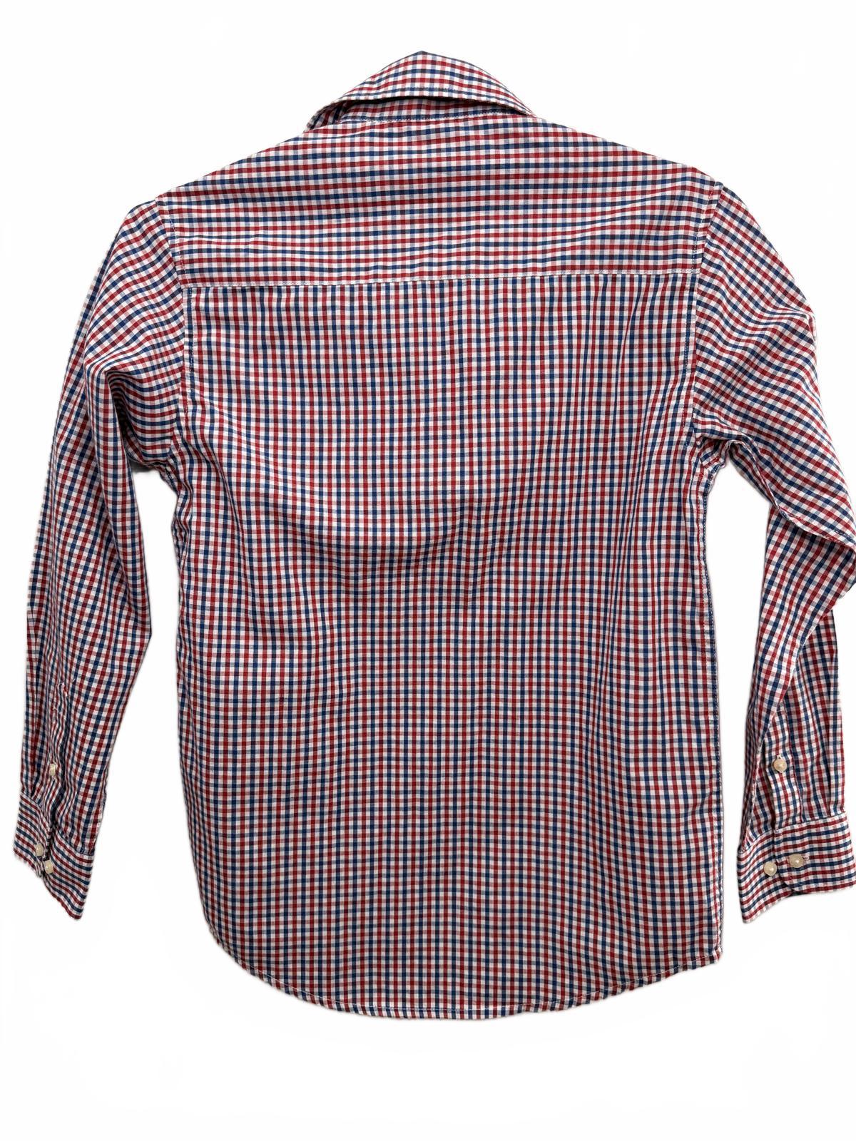 Tommy Hilfiger Boys Red Blue Checkered Button Down Shirt Size 14