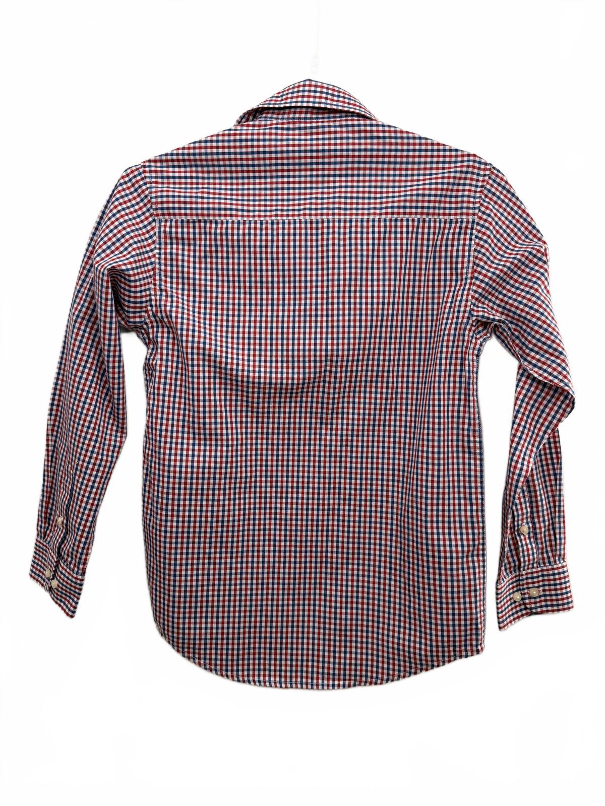 Tommy Hilfiger Boys Red Blue Checkered Button Down Shirt Size 14