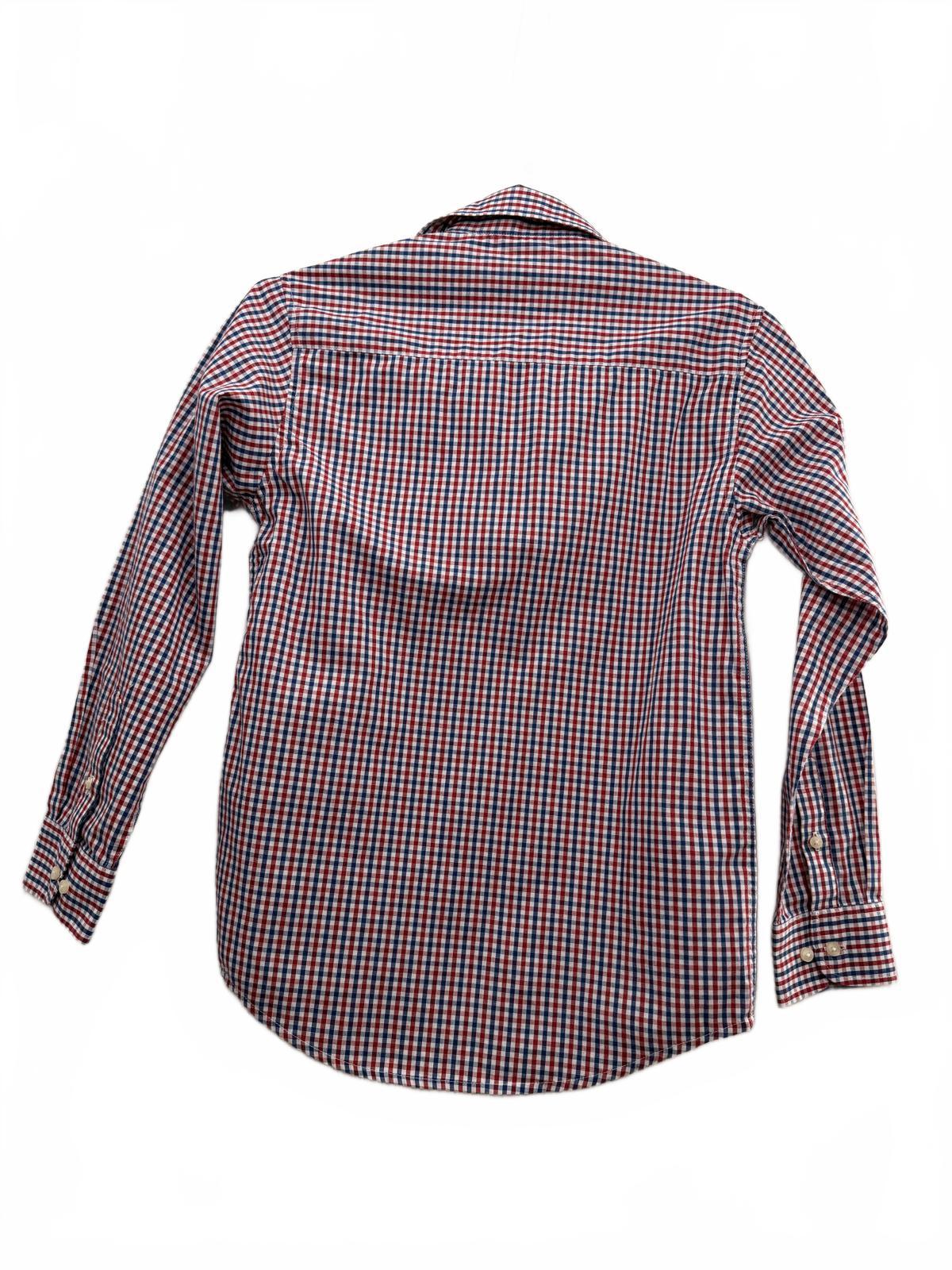 Tommy Hilfiger Boys Red Blue Checkered Button Down Shirt Size 14