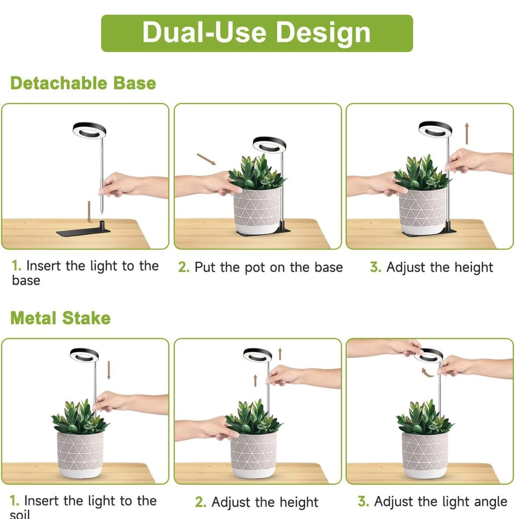 One Indoor Plant Grow Light Halo LED Adjustable Timer 10 Brightness Levels