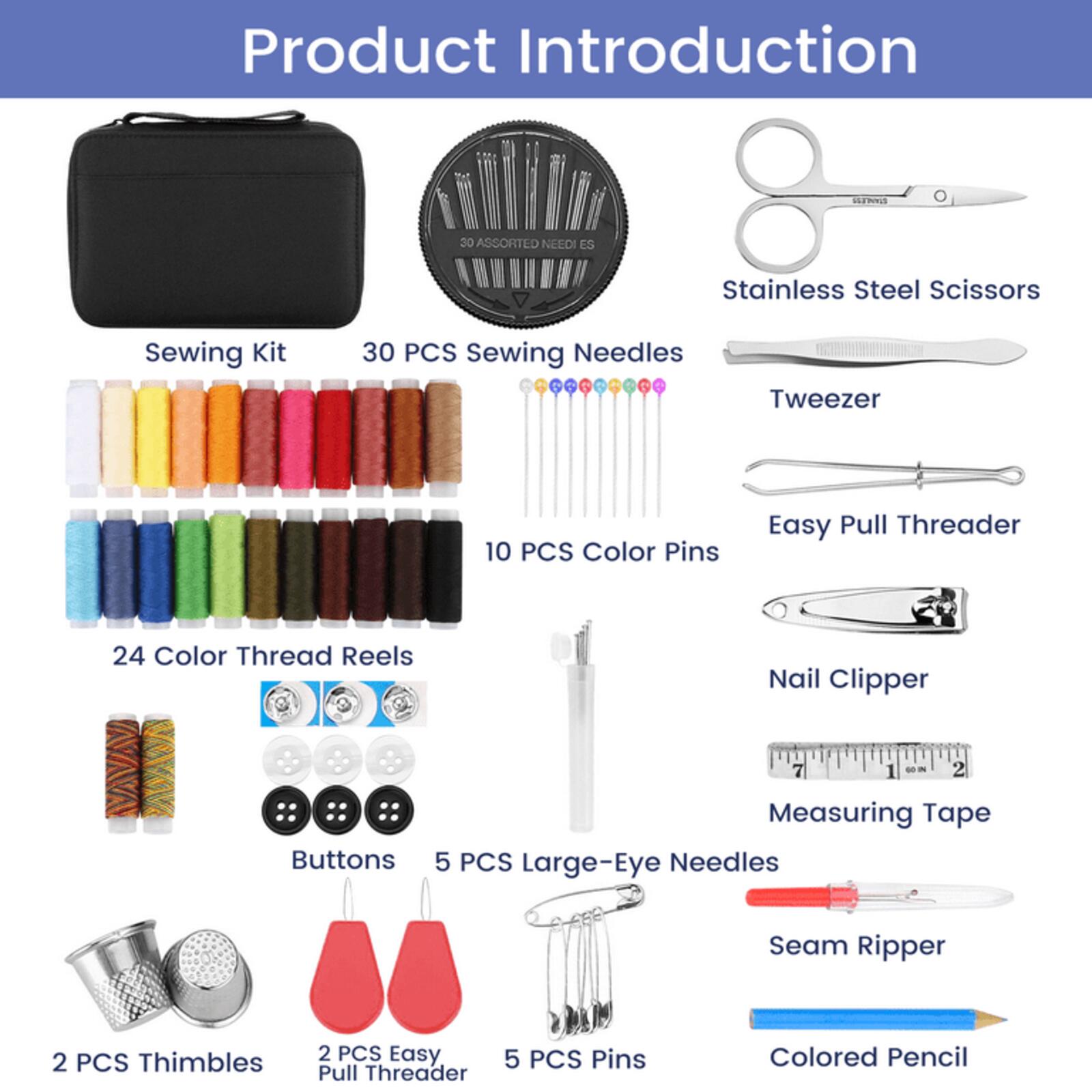 All-in-One Sewing Kit Case Complete Repair Set Home Travel Emergencies