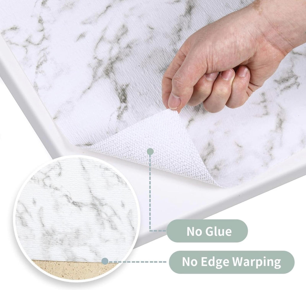 Marble Pattern Kitchen Countertop and Drawer Liners, Easy-Cut, No Glue, White