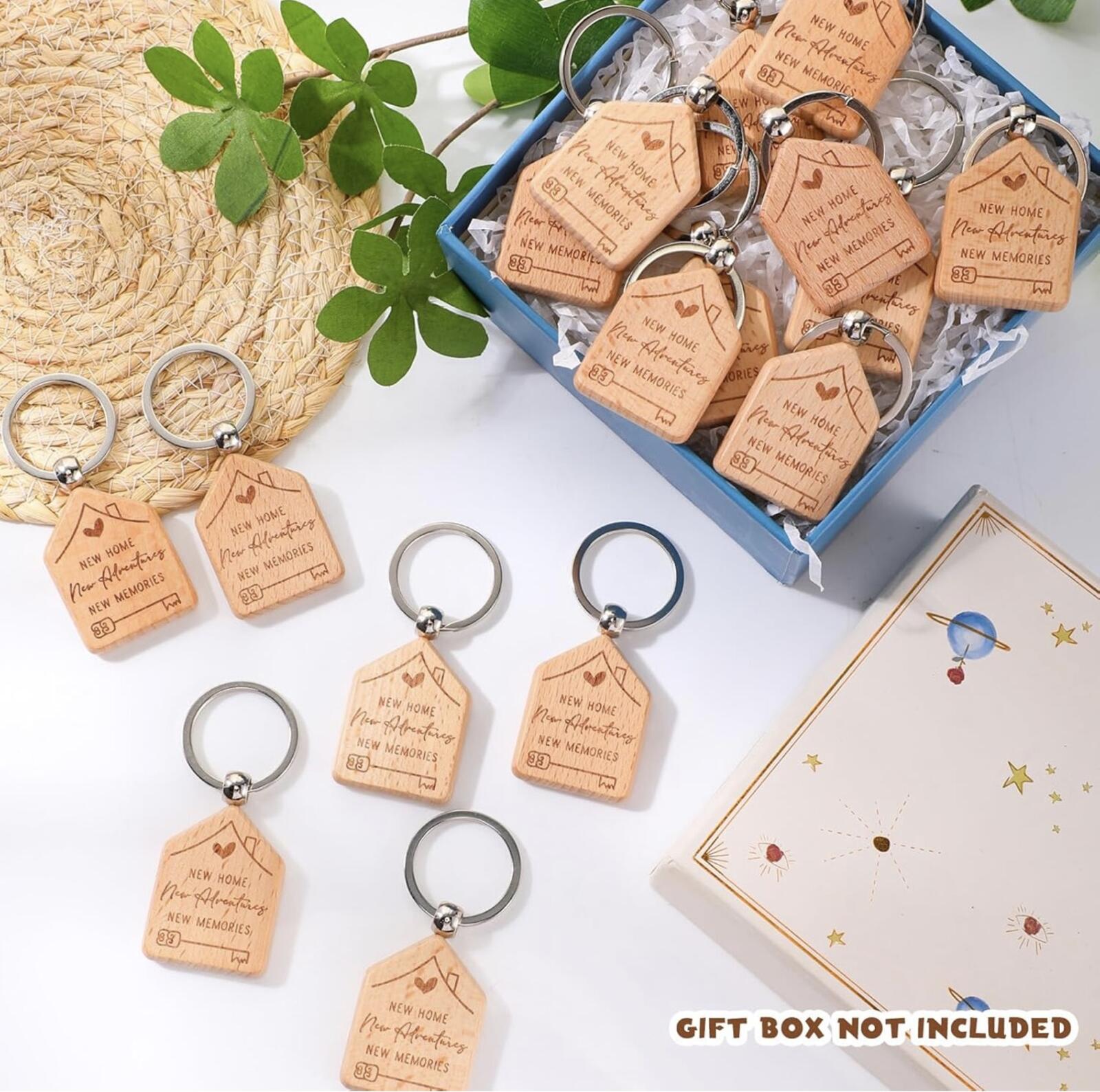 New Home Wooden House Keychain Bulk 20pc Realtor Closing Gift