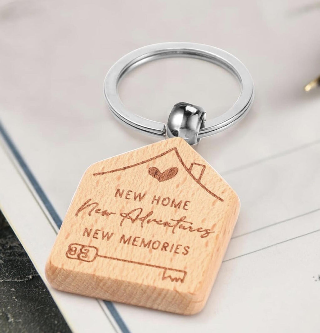 New Home Wooden House Keychain Bulk 20pc Realtor Closing Gift