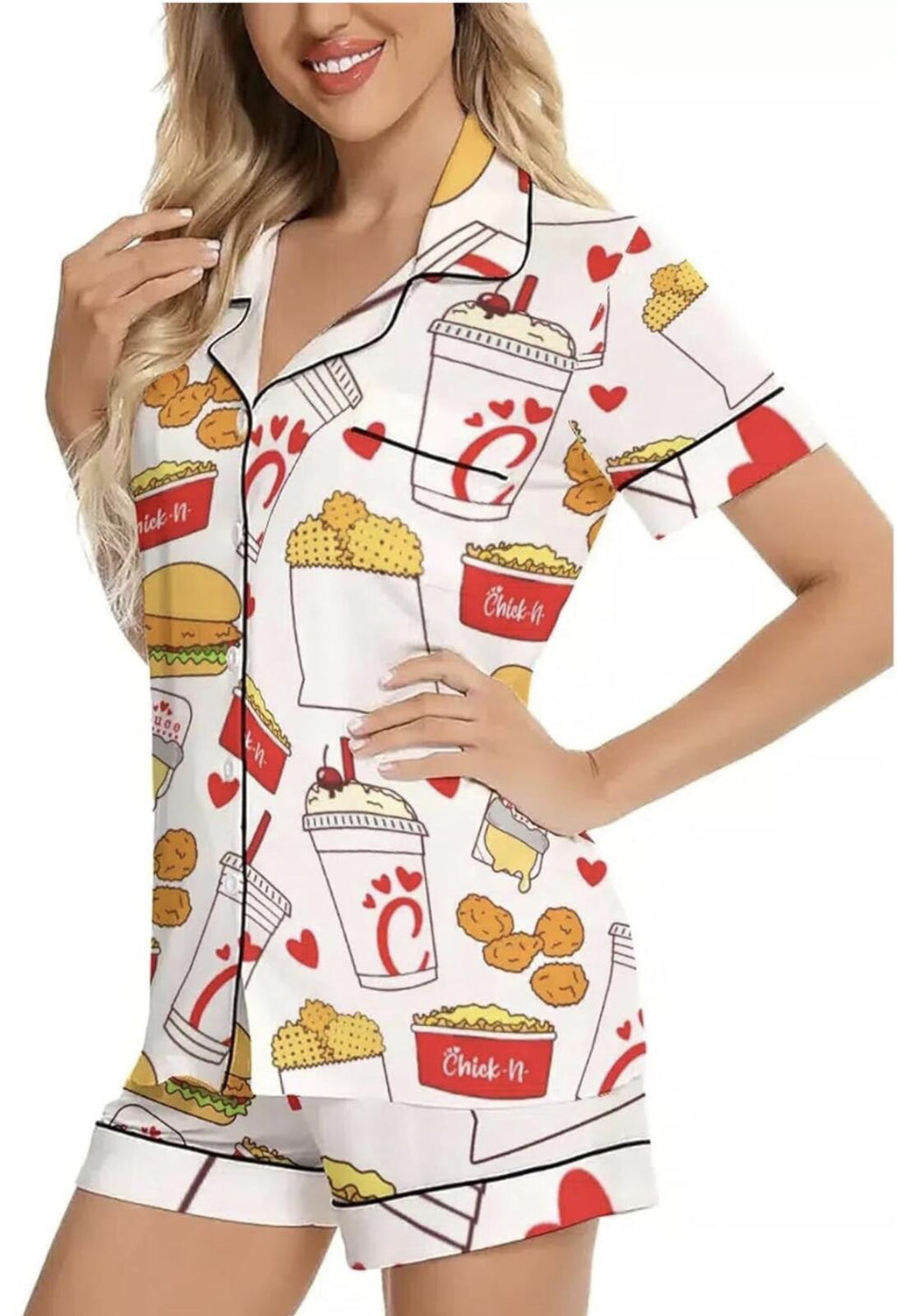 Custom Chick-fil-A Inspired Pajama Set Cream Size Small Cute