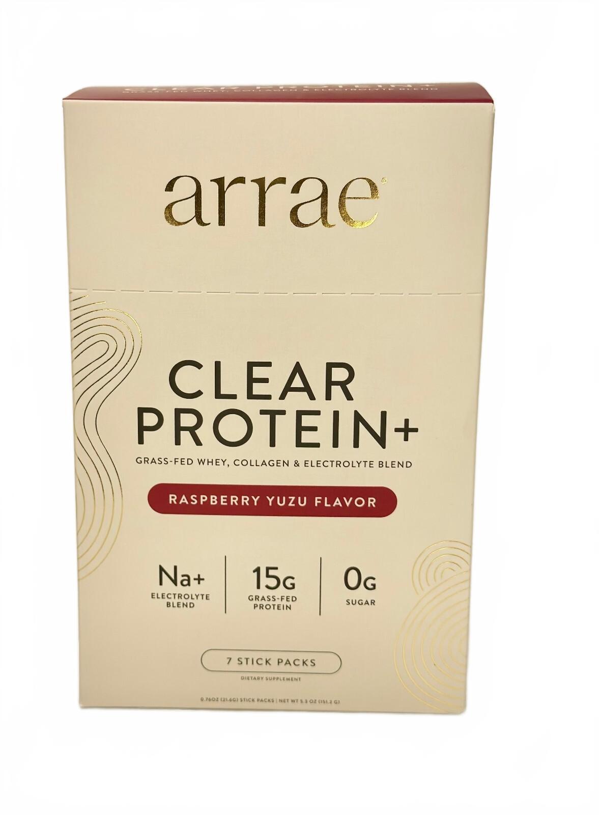 Arrae Clear Protein+ in Raspberry Yuzu, box of 7 stick packs
