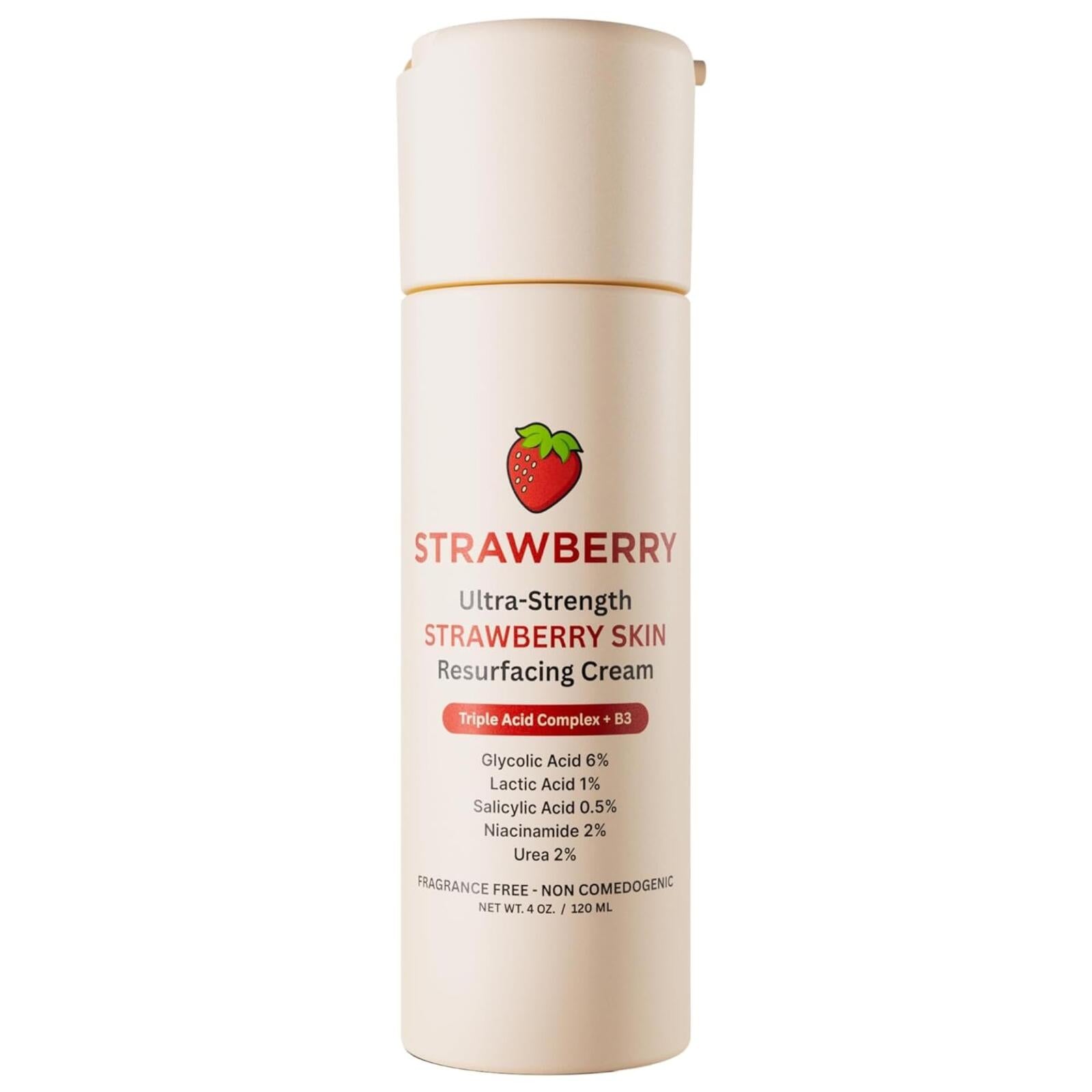 Strawberry Ultra Strength Skin Resurfacing Cream 4oz Triple Acid Complex + B3