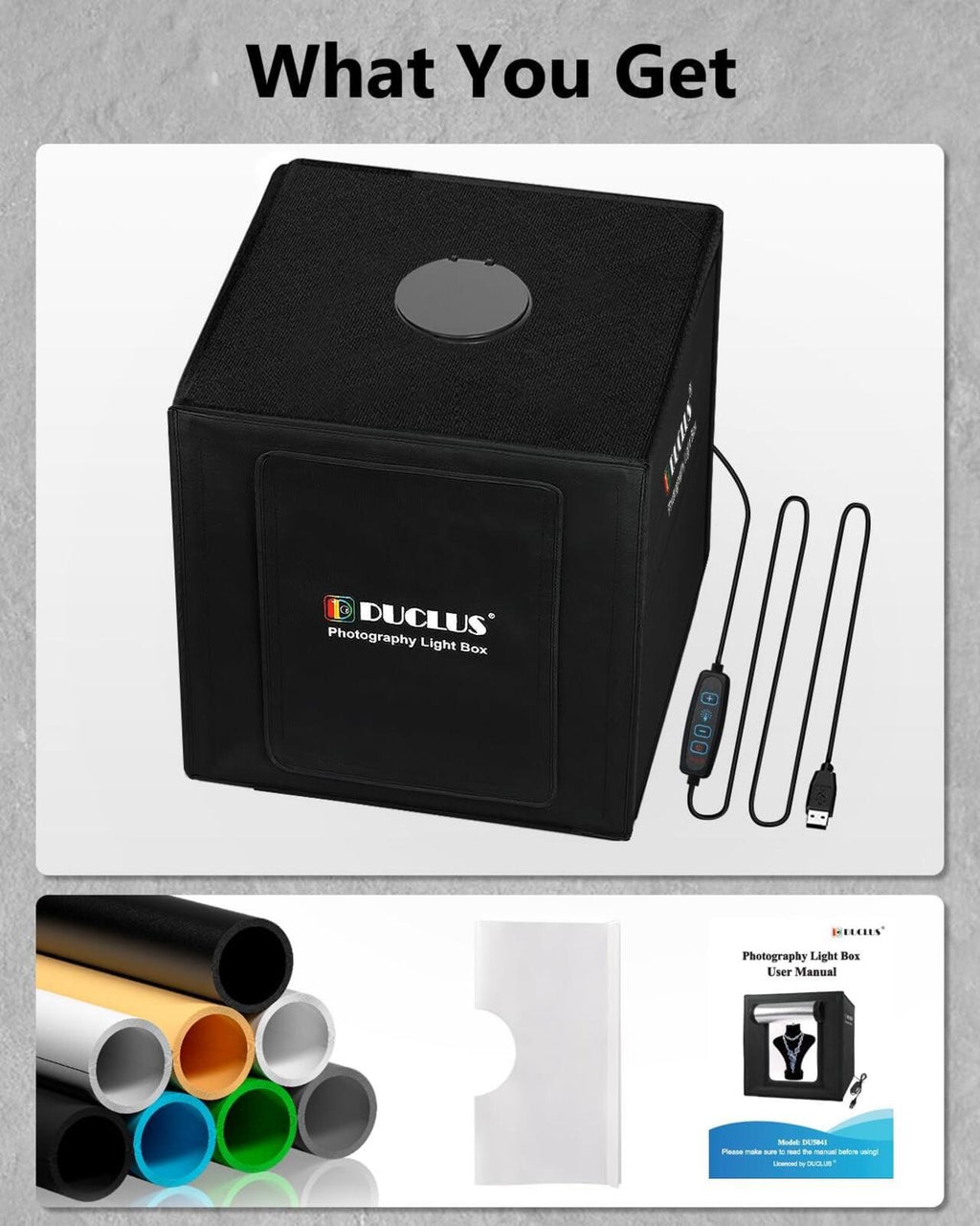 DUCLUS 16x16 Light Box Photography Studio 160 LED 6 Backdrop Product Photos